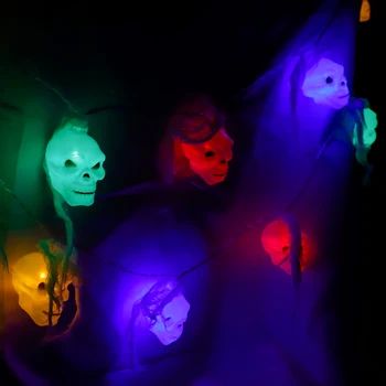 Фенери с черепа-Духа на Хелоуин, работещи на Батерии, Украса за прозорците за Хелоуин, Гирлянди за Партита на закрито