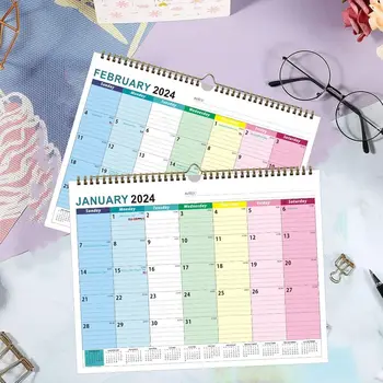 Хартия Стенен календар на английски език, като Бележка за годишното планиране, Окачен календар за 18 месеца, януари 2024 - юни 2025, Окачен планер