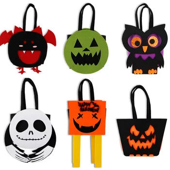 Чанти за бонбони от чувствах плат за Хелоуин, украса за партита за Хелоуин, чанти за рукокрылых, обемни чанти